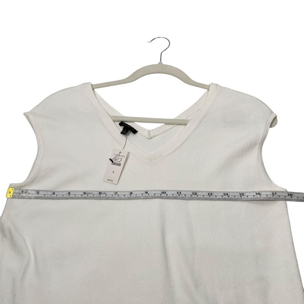 Talbots Womens White V-Neck Sleeveless knot Top Side Tie Detail NWT women's S - Picture 7 of 8